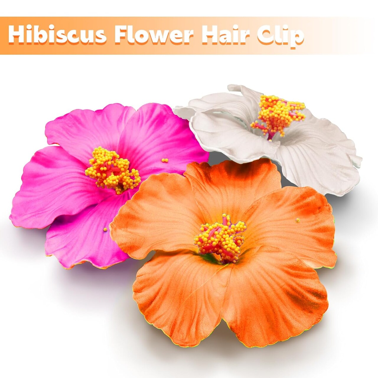 3 Pieces Hawaiian Flower Hair Clips Plumeria Hibiscus Hair Clip 3.5 Inch